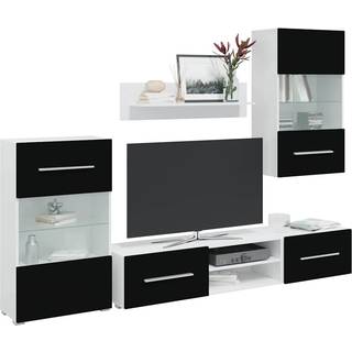 Tv-Skabe I 5 Dele Med Led-Belysning Konstrueret Træ Mat Sort