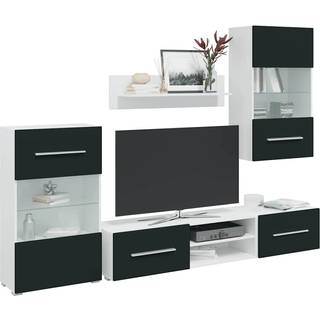 TV-skabe i 5 dele med LED-belysning konstrueret træ matt indigo