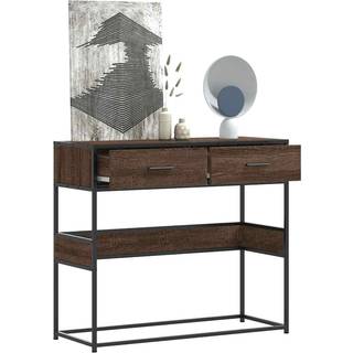 Konsolbord 90X35X80 Cm Konstrueret Træ - Brun eg