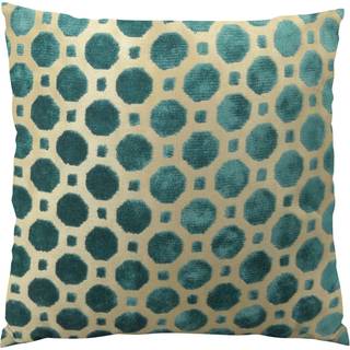 Plutus Brands Velvet Throw Pillow 18 """" X 18 """" Turkis/Taupe