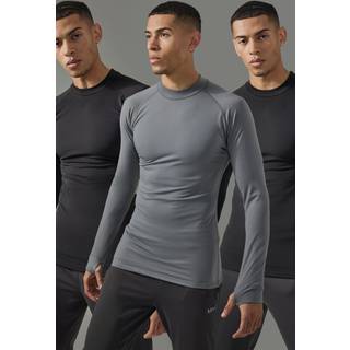 Mens Black Man Active 2 Pack Long Sleeved High Neck Base Layer