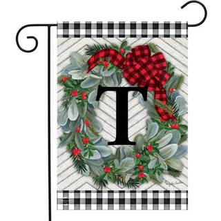 Vinterkrans Monogrambrev T Garden Flag 18 """" X 12.5 """" Briarwood Lane