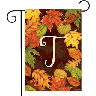 Efterår blade monogram bogstav t have flag efterår 18 """" x 12,5 """" Briarwood Lane