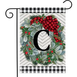Vinterkrans Monogrambrev C Garden Flag 18 """" X 12.5 """" Briarwood Lane