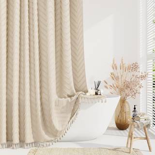 Dynamene ekstra lange bruseforhæng 96 tommer lange boho tuftede chevron stribede stof bruser gardiner til badeværelse høj minimalistisk vandtæt k