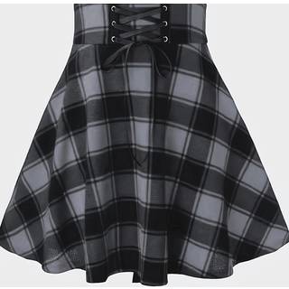 TEMU Print Lace Up Flared Skirt, Elegant High Waist Versatile Mini Skirt, Women's Clothing