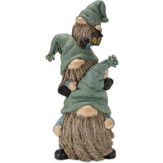 S?t med to 11 """" bl? og gr?n polyresin Andre fantasy sci-fi siddende gnome bordpladskulptur