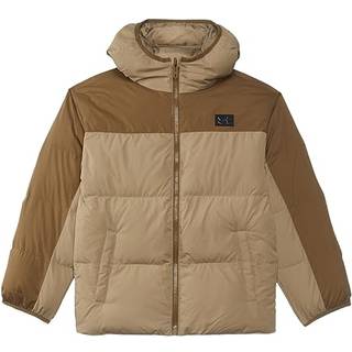 Mens Boxy Ombre Hooded Puffer Coat In Ecru