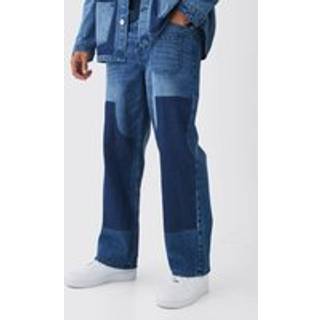 Mens Mid Blue Rigid Baggy Carpenter Dyed Jeans