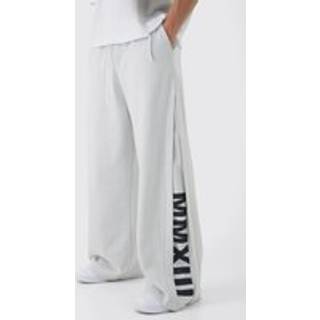 Mens Light Grey Extreme Wide Leg Pleated Gusset Jogger