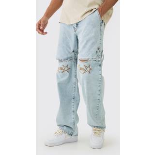 Mens Light Blue Relaxed Rigid Western Detachable Leg Jeans