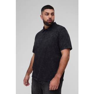 Mens Black Plus Oversized Heavy Washed Applique Joggers