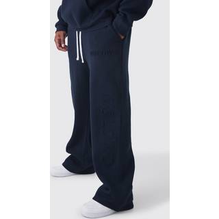 Mens Navy Plus Relaxed Worldwide Embossed Joggers