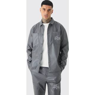 Mens Grey Plus Long Sleeve PU Carpenter Shirt