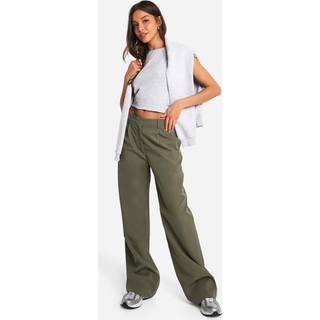 Mens Khaki Technical Stretch Straight Leg Pintuck Trouser