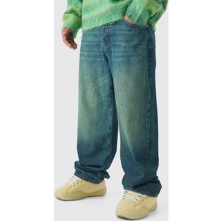 Mens Mid Blue Relaxed Fit Washed Tinted Jeans