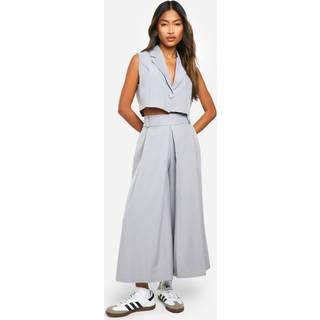 Mens Grey Fixed Waist Pleat Front Straight Tailored Trousers