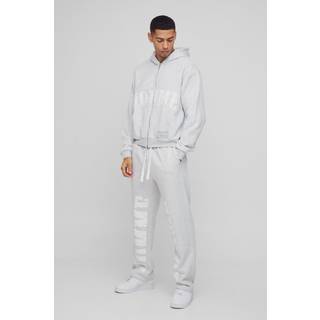 Mens Grey Marl Oversized Boxy Zip Through Scuba Shirt