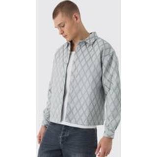 Mens Dark Grey Oversized Jacquard Overshirt