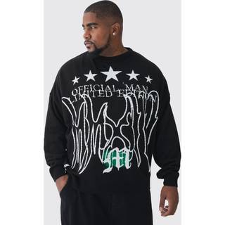 Mens Black Plus Star Graphic Crew Neck Jumper