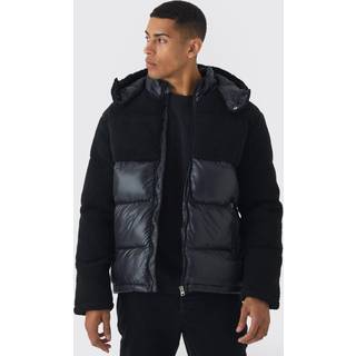 Mens Borg and High Shine Hooded Puffer in Black