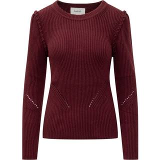 Mens Burgundy Regular Crew Neck Plated Ribbed Knit Jumper