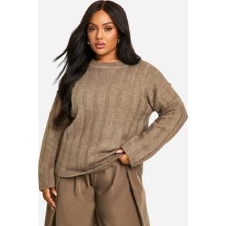 Mens Brown Oversized 1/4 Zip Check Boucle Borg Sweatshirt