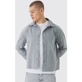 Mens Dark Grey Regular Brushed Twill Overshirt