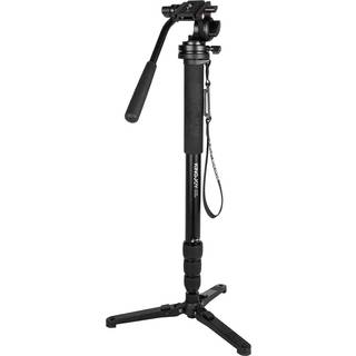 Kingjoy MP Series Monopod stativ 4-sektion Twist Lock Telescoping Ben med Fluid Drag Head og foldet tre support Stand Base Compact Black (MP3008+