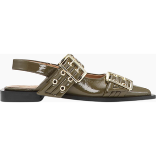 Feminine Buckle Ballerina Naplack S2872 - Military Olive - GANNI - Grøn 41