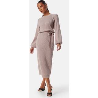 Round Neck Rib Knitted Midi Dress