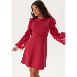 3D Floral Sleeve Short Dress