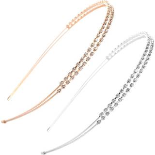 2 stykker metal dobbelt pandeb?nd mode dobbelt r?kke pandeb?nd Fine indkapslede rhinestone legering pandeb?nd h?r h?rb?nd h?r loop pandeb?nd tilb