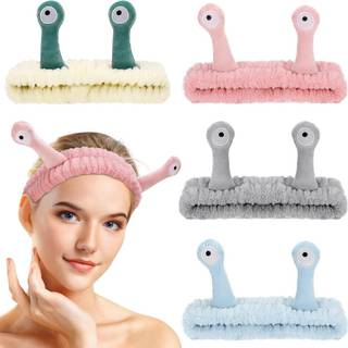 DragonflyDreams Hairband 4 Pack Snail Peamband til Washing Face Soft Microfiber Coral Fleece Skincare Makeup Peadbands Women Peadband Accessories