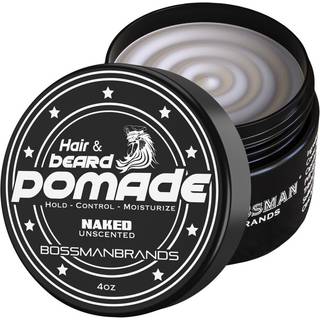 Bossman Hair & Beard Pomade til mænd - fugtighedscreme med medium hold og kontrol - Mænds hårstyling Pomade - Made in USA Natural for alle hårtyp