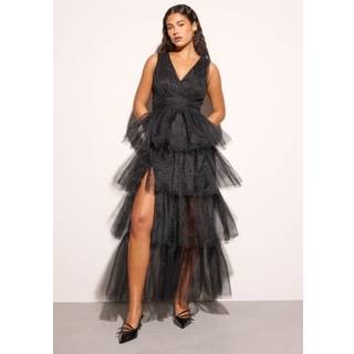 High Slit Tulle Maxi Dress