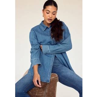 PIECES dame skjorte PCMAISIE - Medium blue denim - M