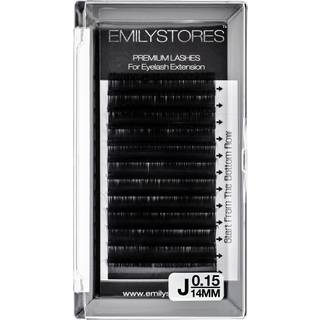 Emilystores Lash Extensions 0,15 mm tykkelse J Curl 14mm L?ngde Individuelle volumen Naturlige ?jenvipper til ?jenvippeforl?ngelser (0,15 J 14mm)
