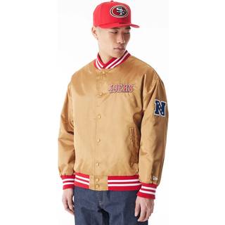 Bomber New Era San Francisco 49Ers NFL Beige Satin Bomber Jacket UNISEX Bronze/ Scarlet M - Scarlet - M