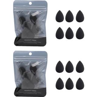 12 STK Mini Makeup Sponge Concealer Highlight og Eye Shadow Black Small Beauty Sponge Blender S?t til Foundation Powder