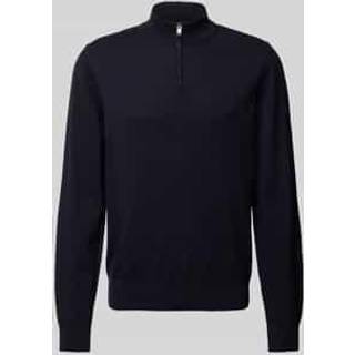 BOSS BLACK Padro Cotton Knitted Half Zip Dark Blue