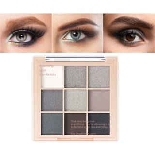9 Farve Matte & Shimmer Eyeshadow Palette Vandt?t h?jpigmenteret smokey og k?le-tonede skygger i sort gr? s?lv og hvid makeup palet til r?get got