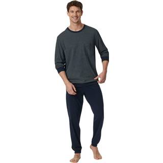 Schiesser Comfort Essentials Long Pyjamas - White/Navy - 3XL * Kampagne *