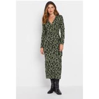 Lts Tall Khaki Green Leopard Print Wrap Dress 22-24 Lts | Tall Women's Midaxi Dresses