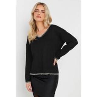 PixieGirl Petite PixieGirl Petite Black Knitted Contrast Stitch Jumper