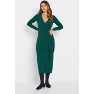 Lts Tall Dark Green Wrap Midi Dress 22-24 Lts | Tall Women's Midi Dresses