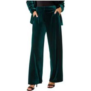 Roman Roman Green Velvet Wide Leg Pocket Stretch Trousers