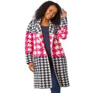 Roman Roman Pink Petite Houndstooth Knit Coatigan