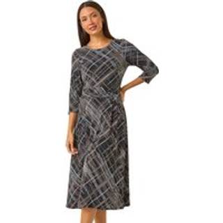 Roman Roman Brown Abstract Linear Dress