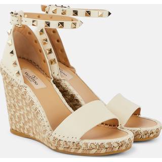 Valentino Garavani Rockstud 105 leather espadrille wedges - white - EU 40
